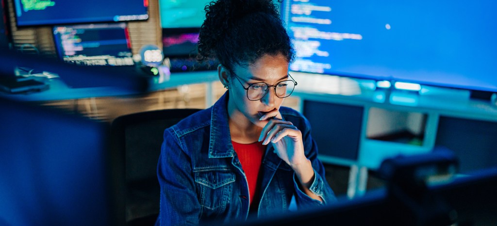 data scientist working on computer